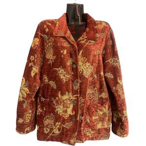 Nomadic Traders Vintage Tapestry Floral Brown Jacket Sz L Preowned